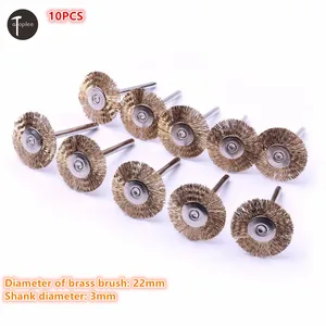 Набор латунных проволочных щеток для вращающегося инструмента Dremel, 10 шт., 22 мм, с хвостовиком 3 мм