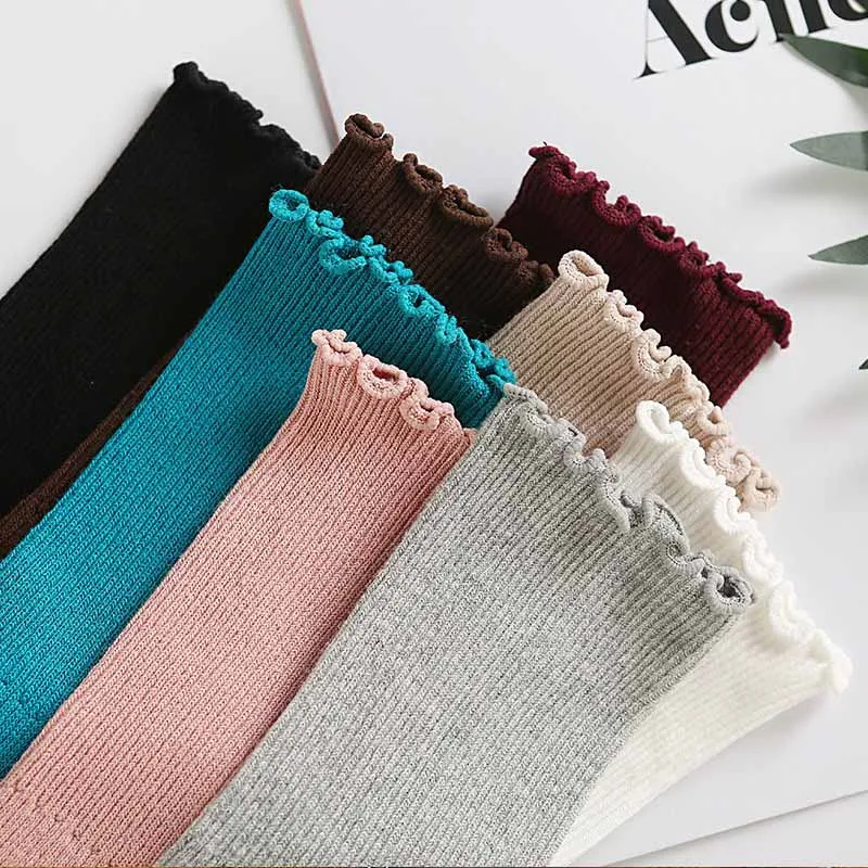 Женские осенне-зимние повседневные хлопковые носки однотонные теплые средней