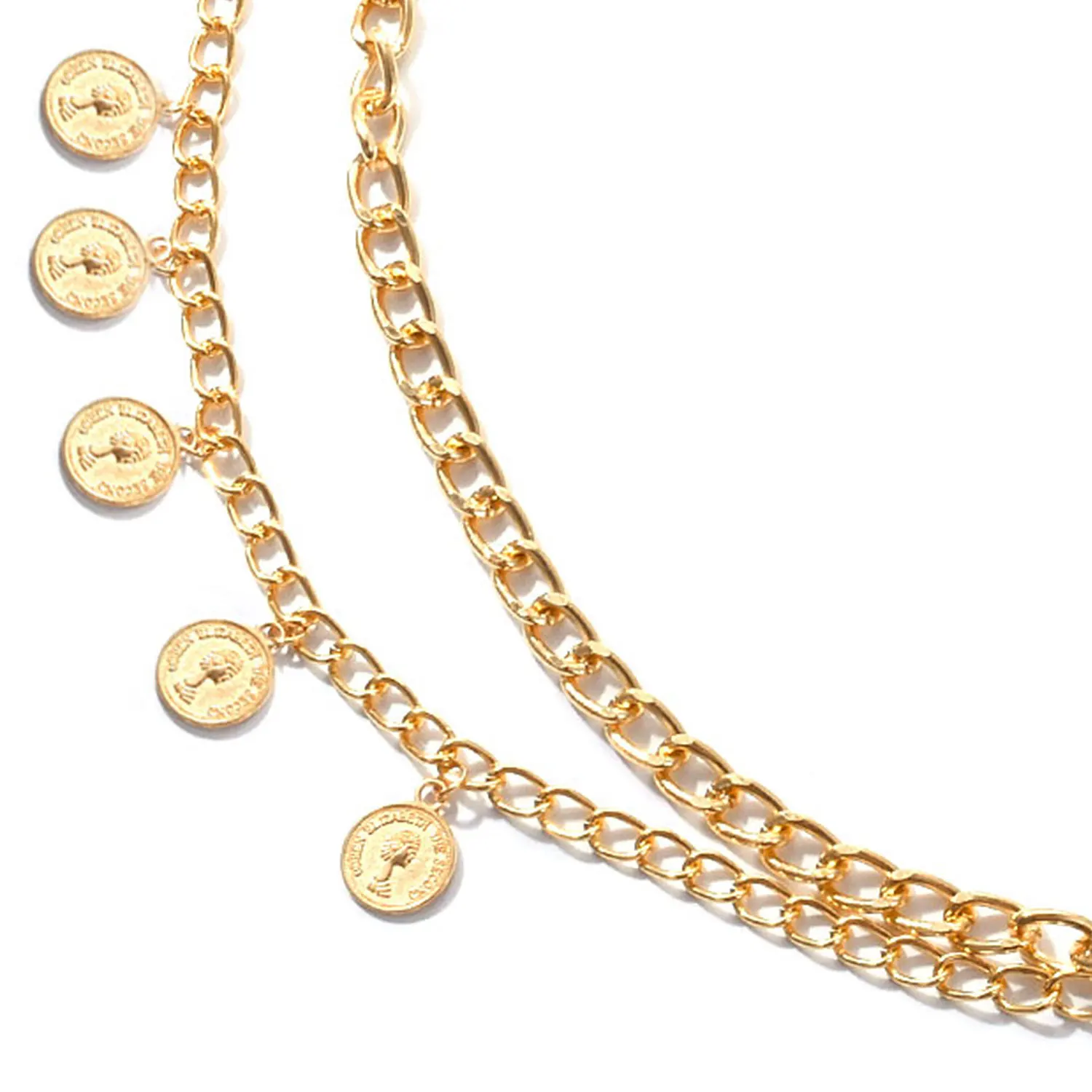 

FUN-BEAUTY European and American Fashion Jewelry Punk Metal Chain Queen Head Body Chain Ladies Sexy Retro Multilayer Waist Chain