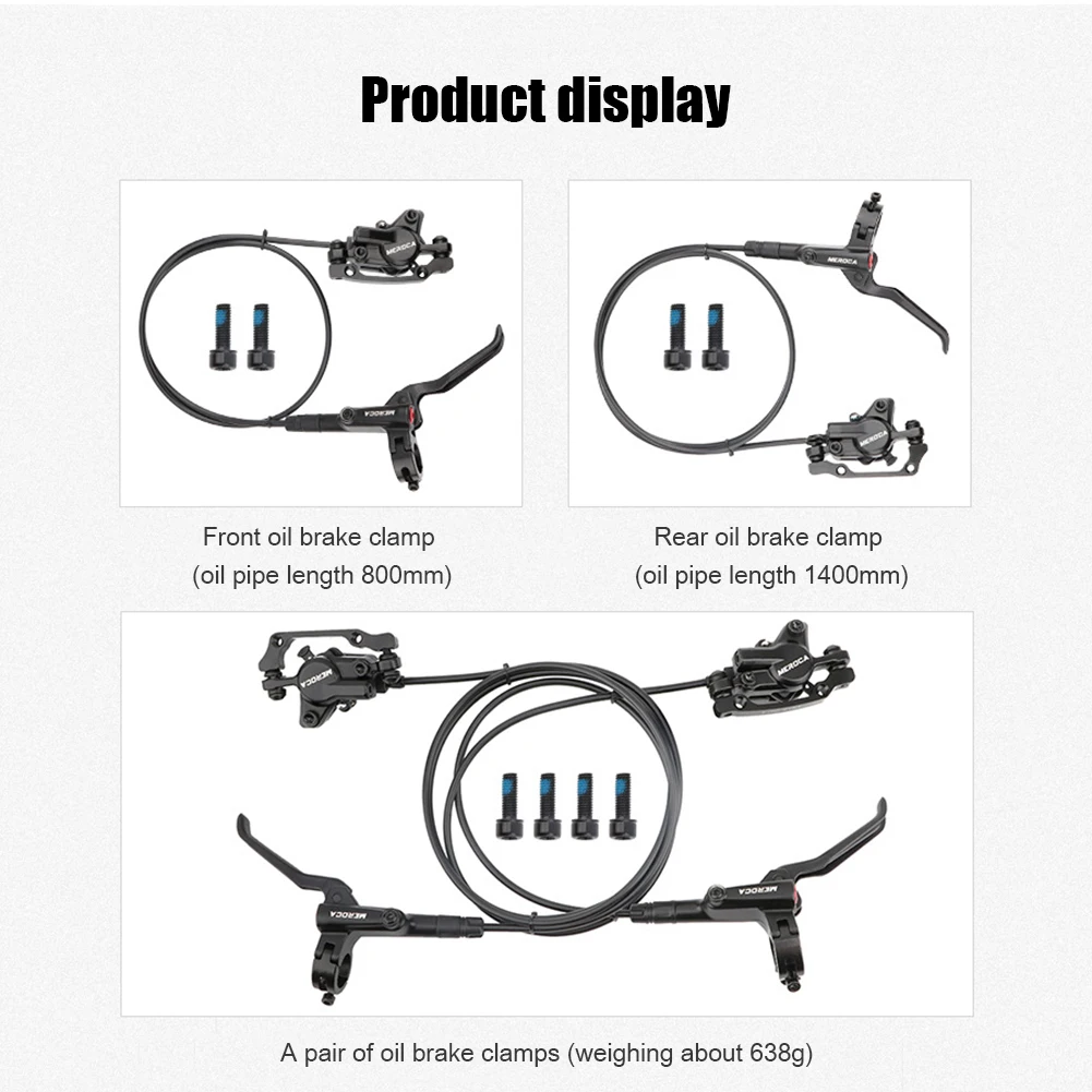 

MTB Hydraulic Disc Brake Set Left Rear Right Front Mountain Bike MTB Bicycle Front Rear Brakes with 160mm Rotors Bolts