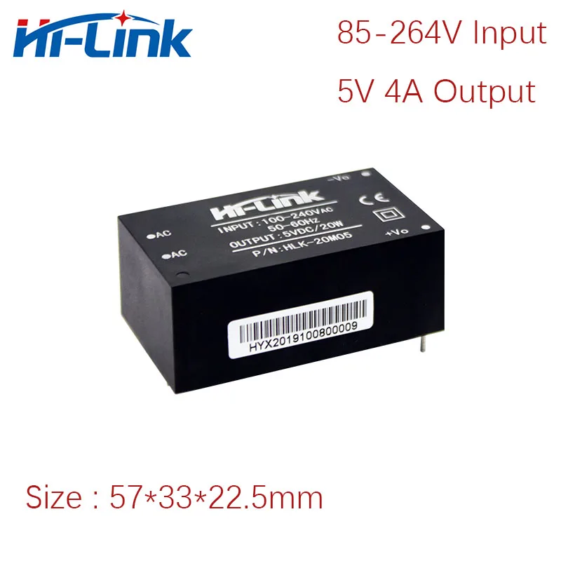Бесплатная доставка acdc конвертер 220V вход 20W 5V 4A выход 10 шт./лот адаптер питания HLK