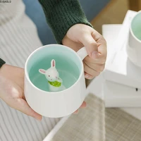 400ml cute animal ceramic mugs cartoon coffee milk tea breakfast cup novelty gifts mugs cartoon milk cup