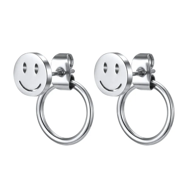 1 пара милые женские и мужские серьги гвоздики со смайликом ювелирные изделия из