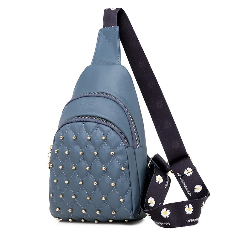 

Роскошные Брендовые женские нагрудные сумки-слинги из искусственной кожи с заклепками, через плечо, рюкзак для девушек, женская Повседневн...