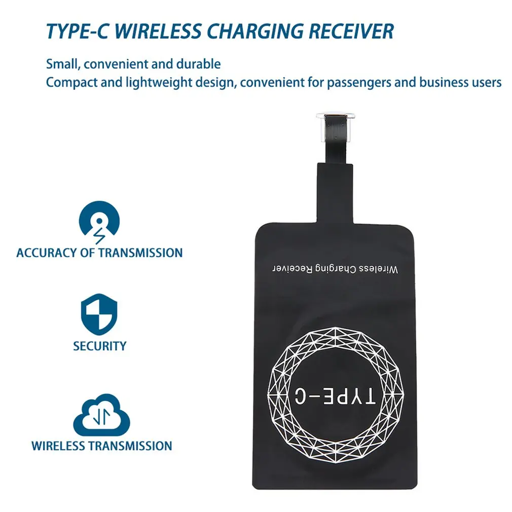 Qi Wireless Charger Receiver Portable TYPE C Port Lightweight Ultra Thin Charging Adapter Pad Coil Universal for Samsung/iPhone |