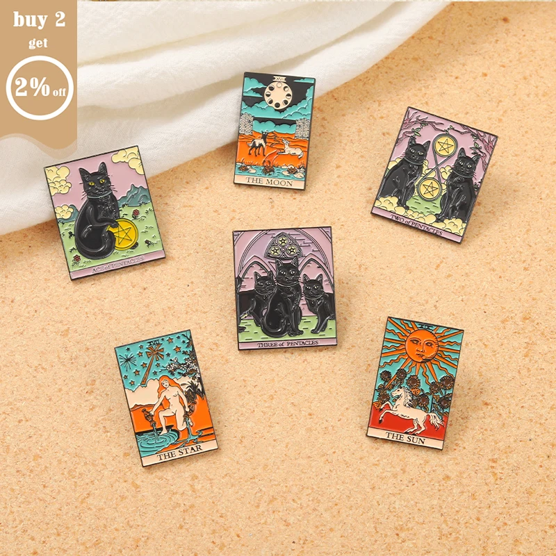 Эмалированные заколки Tarot солнце луна звезды готический таинственный