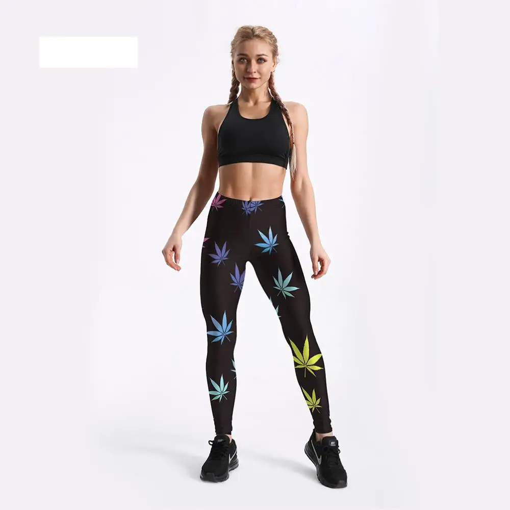 

Sexy Printed Leggings Women Gym Clothing Fitness Workout Casual Yoga Pants Trousers Maple Leaf High Waist Black Leggins S-XXXXL
