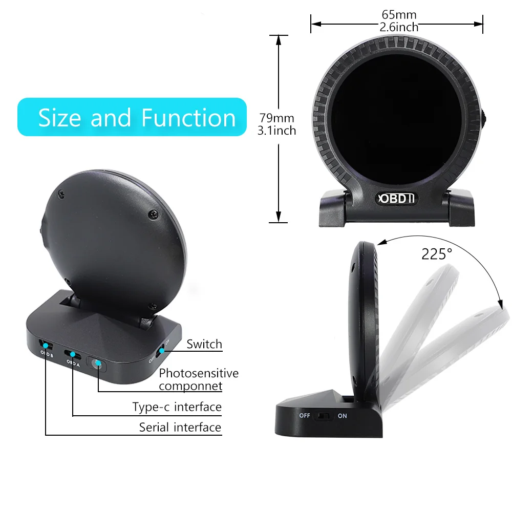 

Vjoycar V10 Car HUD On-Board Computer OBD2 Gauge LCD Display Digital Odometer Turbo Boost Pressure RPM Speed Clock Water Temp.