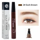 Жидкий карандаш для бровей с четырьмя крапанами, тинт для бровей, Водостойкий карандаш для бровей четырех цветов, коричневая, черная, серая кисть, косметика