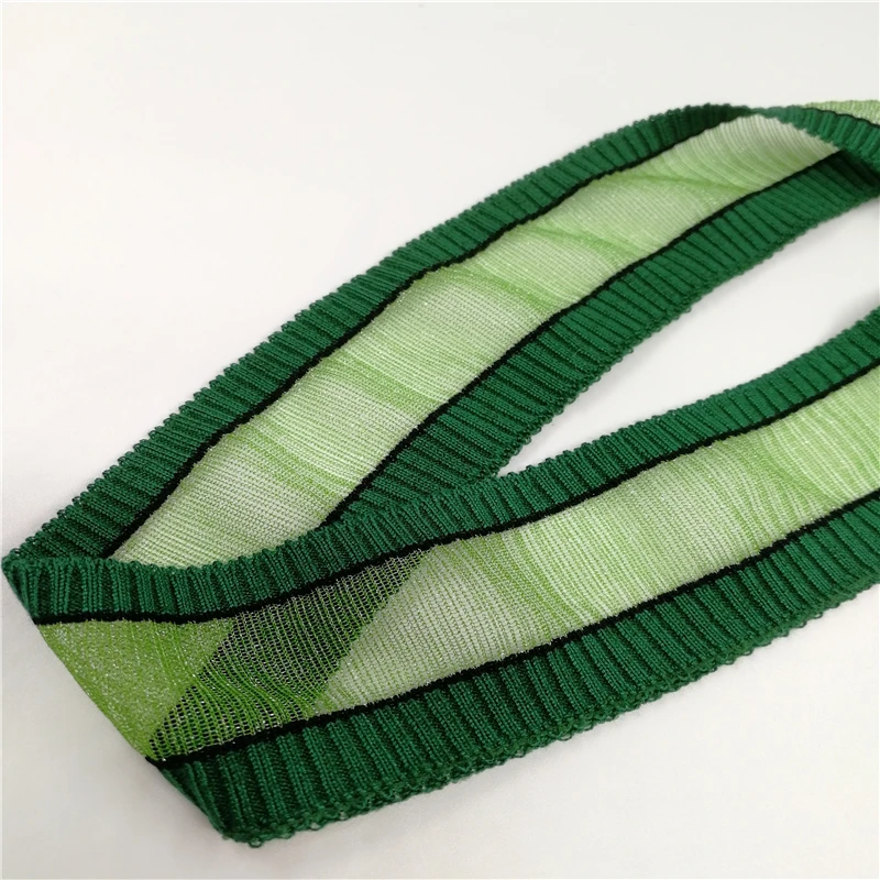 Green black green JIETAI 2*1 Репсовая ткань из хлопка с полиэстером вязаный органза смешанные Цвет Фул контраст Цвет тканевые аксессуары DIY воротник манжеты подолом на воротник - Цвет: Green black green