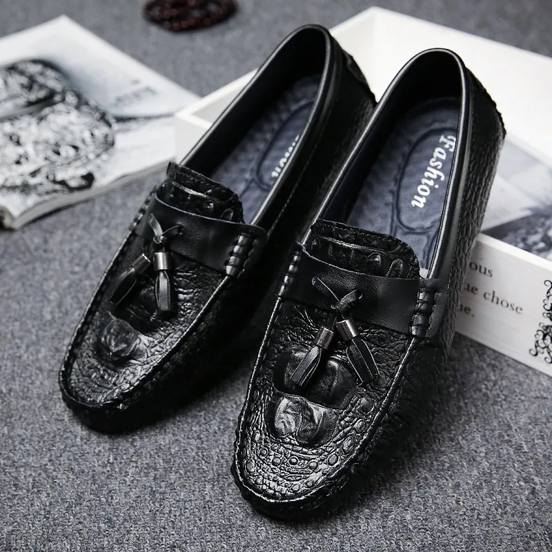 ALCUBIEREE мужские высококачественные лоферы из натуральной кожи с крокодиловым