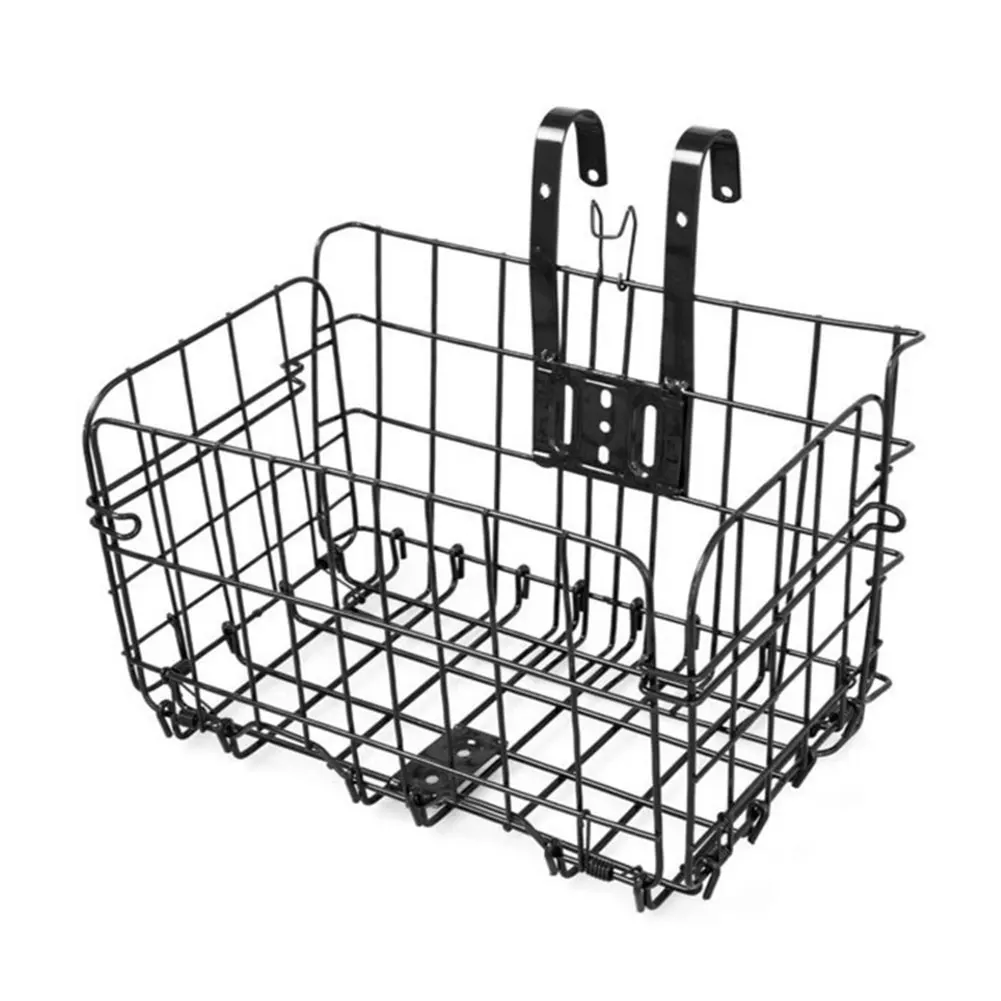 

10KG Maximum Load Black Stainless Steel Mountain Bike Folding Basket Spring Folding Basket