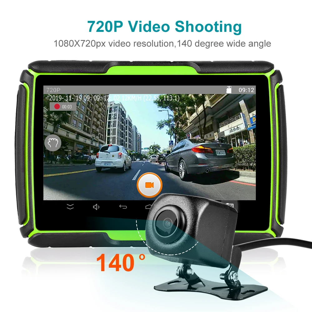 للبيع Fodsports 4.3 بوصة نظام تحديد المواقع للدراجات النارية الملاح نظام أندرويد مقاوم للماء واي فاي بلوتوث الملاحة موتو 720P عمل كاميرا خريطة مجانية