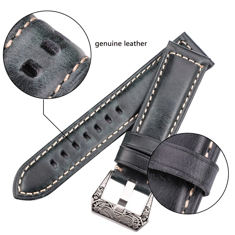 Cowhide Watch Strap Bracelet 20mm 22mm 24mm 26mm 4color Women Men Genuine Leather Watchbands Clock Accessories