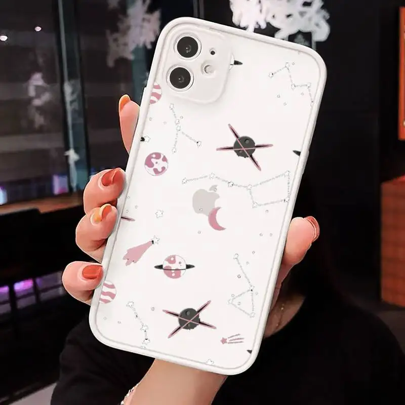 

Cute Cartoon Astronaut Planet Phone Case matte transparent For iphone 7 8 11 12 plus mini x xs xr pro max cover