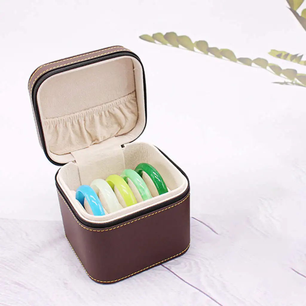 

PU Leather Bangle Bracelet Storage Box, 5 Slots Inserts Bracelet Case Jewelry Display Organizer for Women Girls Gift