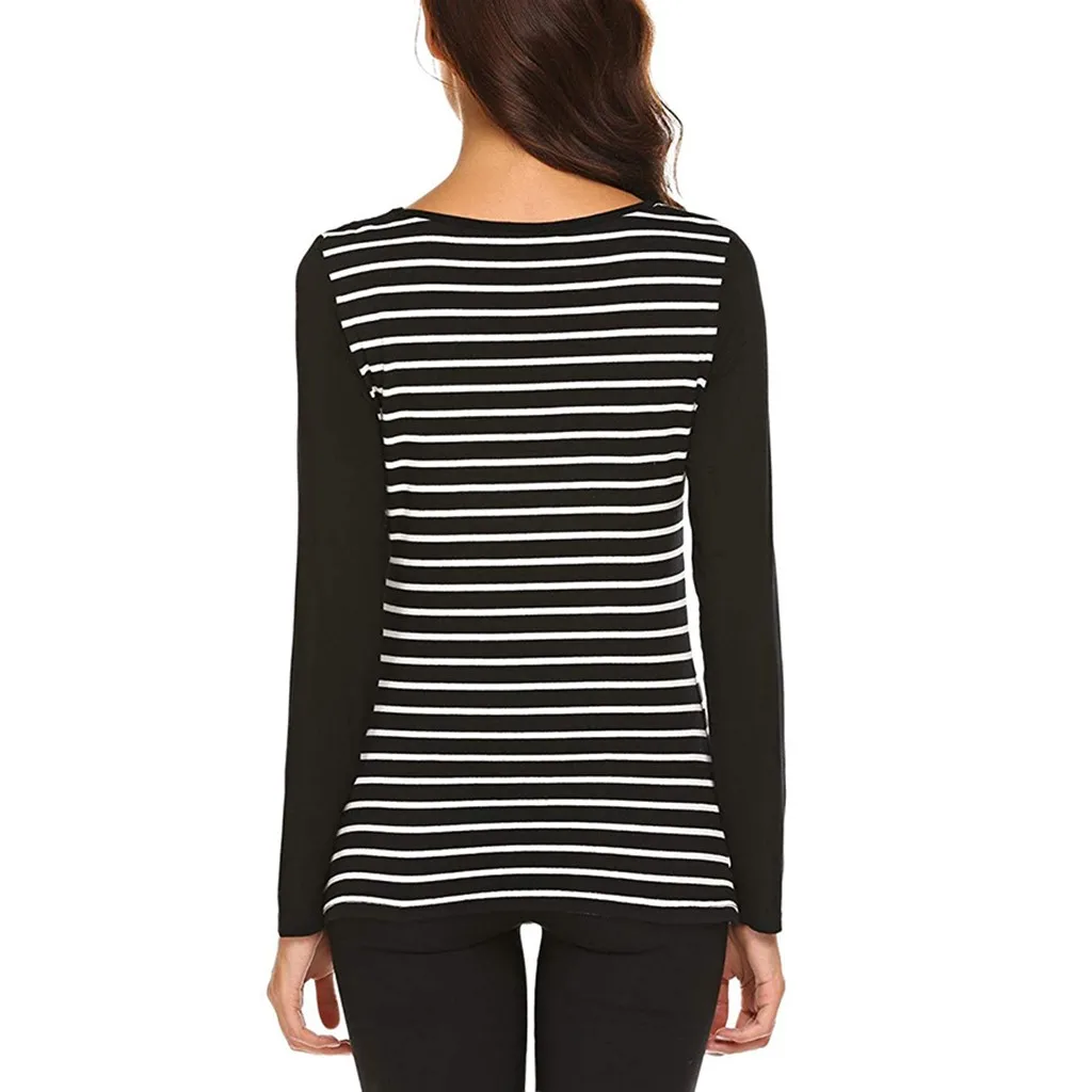 Топ для кормящих женщин с длинным рукавом в полоску грудного вскармливания