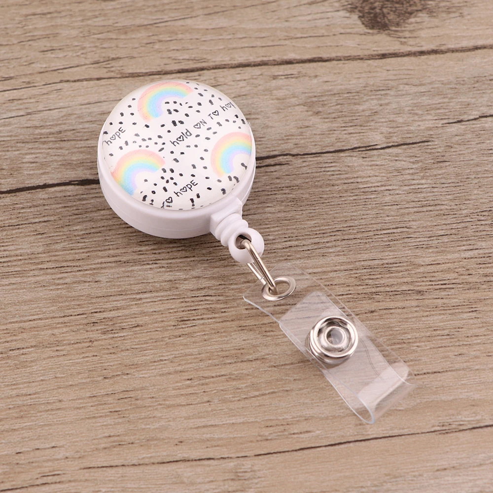 

JF770 Rainbow Retractable Badge Nurse Holder Reel Student Nurse Exhibition ID Name Card Badge Holder Office Stationery