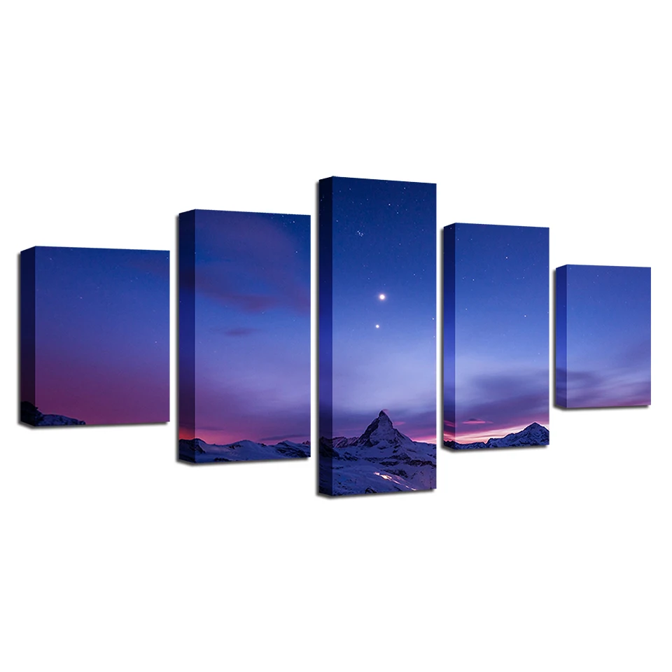 

HD Printing Art Modern 5 Pieces Mountain Lake Pictures Posters Modular Canvas Paintings Decor Living Room Framework Wall Artwork