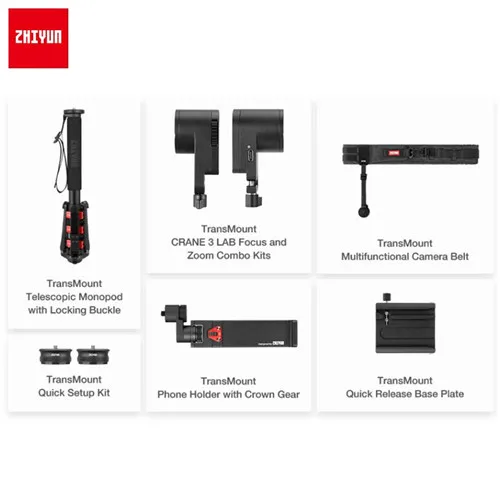 Accessories only ZHIYUN Crane 3 LAB 3-осевой ручной карданный стабилизатор 1080P Full HD Беспроводная передача изображения для DSLR камеры Gimbal - Комплект: Accessories only