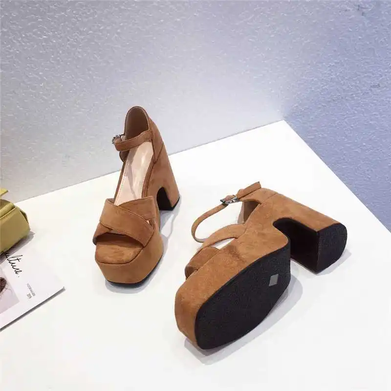 

Fashionable Square Toe 12cm High Heel Platform Sandals Women Summer Chunky Heels Ladies Shoes And Sandals