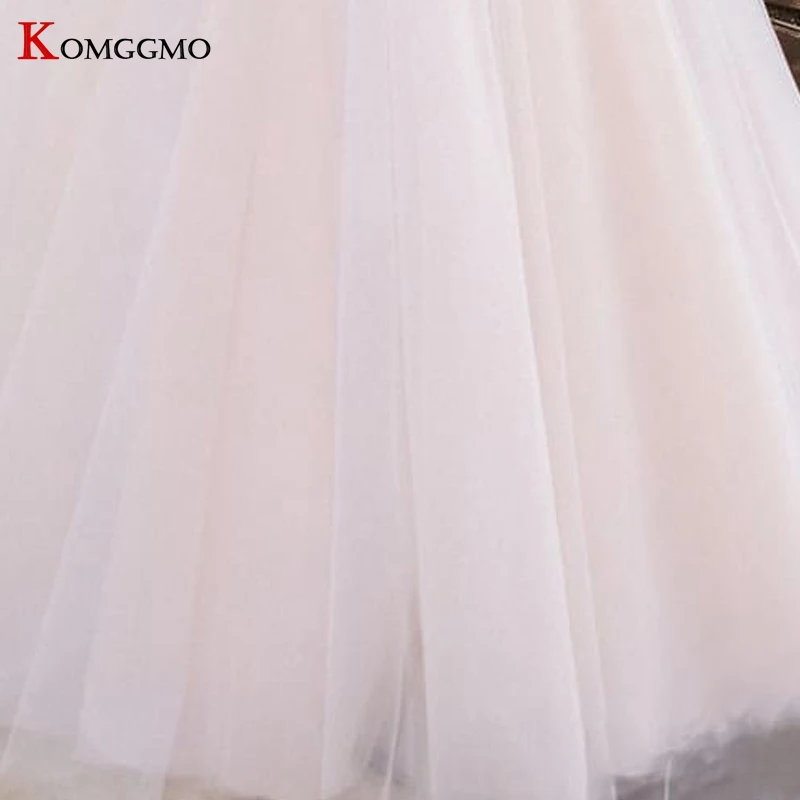 

Illusion O-Neck Lace Appliques Tulle Wedding Dress Custom Made Lantern Sleeve Court Train Bridal Ball Gown Robe De Mariee