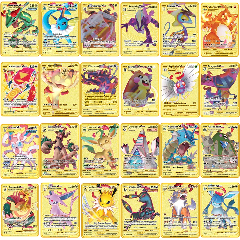 

Pokemon Game Collection Cards 2nd Set V Max Series Fighting Game Goud Cards Metal Map Pikachu Charizard Collection Poison Kids