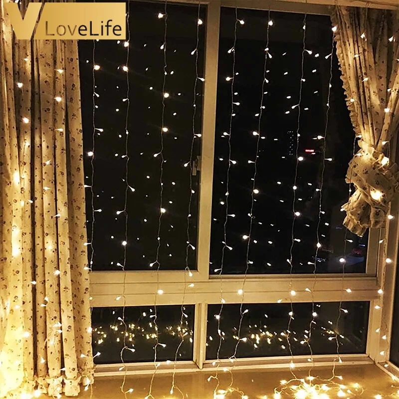 3x3 м светодиодный новогодний Рождественский гирлянда Свадебный Сказочный