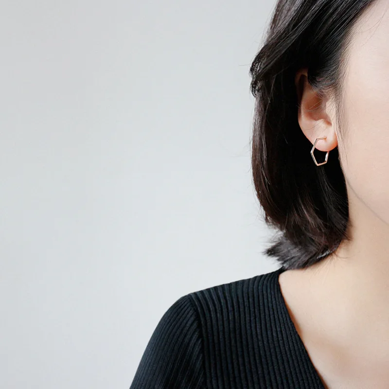 Женские Геометрические серьги-гвоздики с шестигранной головкой из настоящего