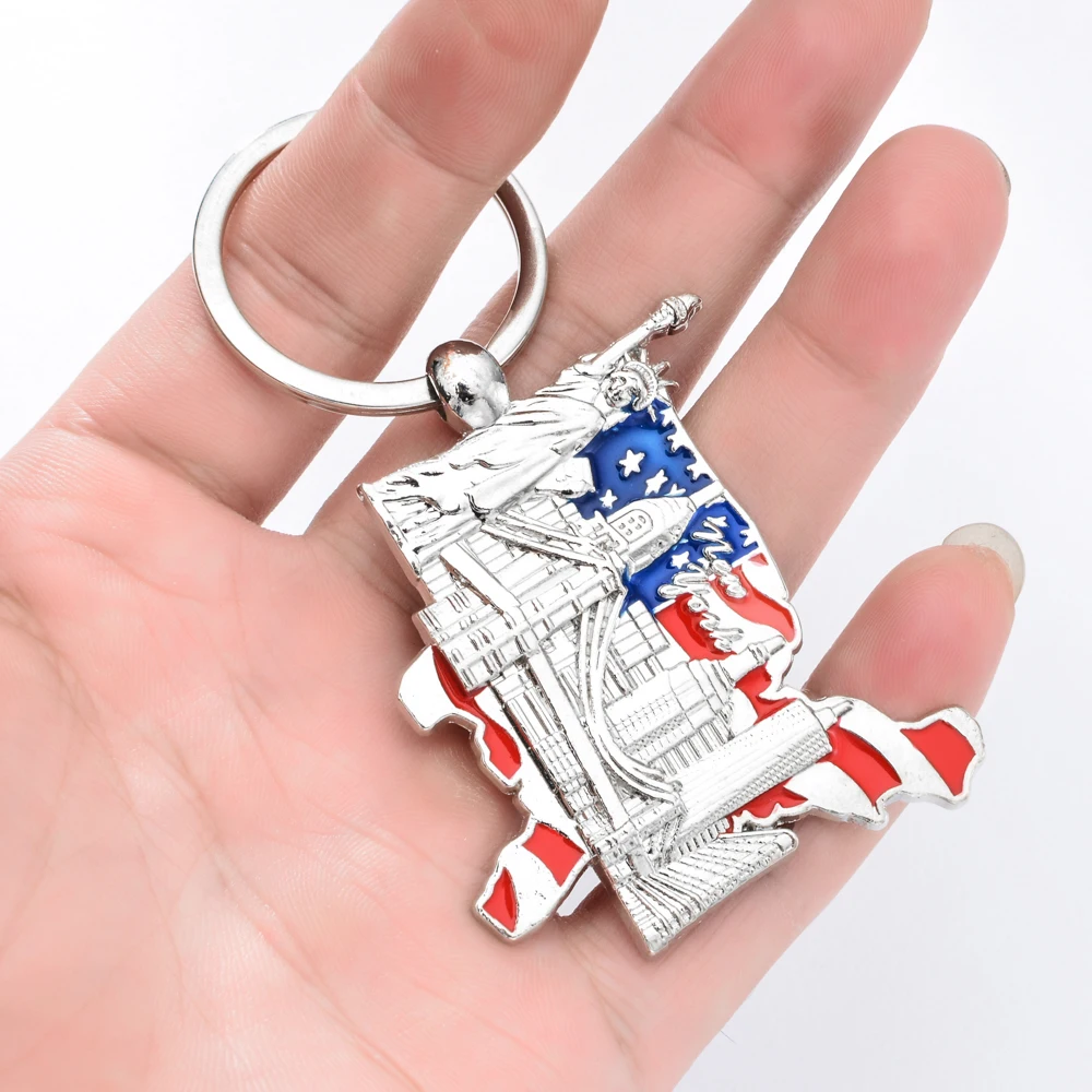 Модный брелок Vicney Нью-Йорк сплав цинка Статуя Свободы с американским флагом для