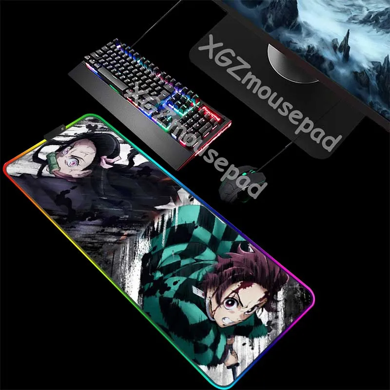 

XGZ аниме Kamado Nezuko большой RGB коврик для мыши Блокировка края компьютерный стол коврик скорость Красочный натуральный каучук нескользящий ...