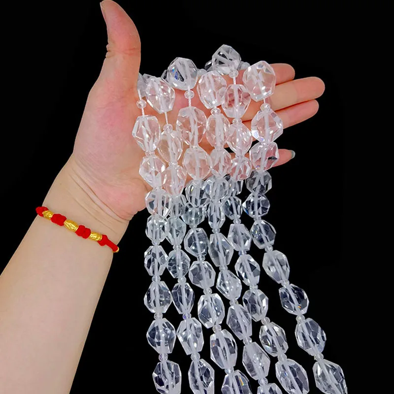 

15-25X18-30mm Irregular Shaped White Crystal Clear Quartz Faceted Beads Natural Stone Beads for Jewelry Making Energy Crystal