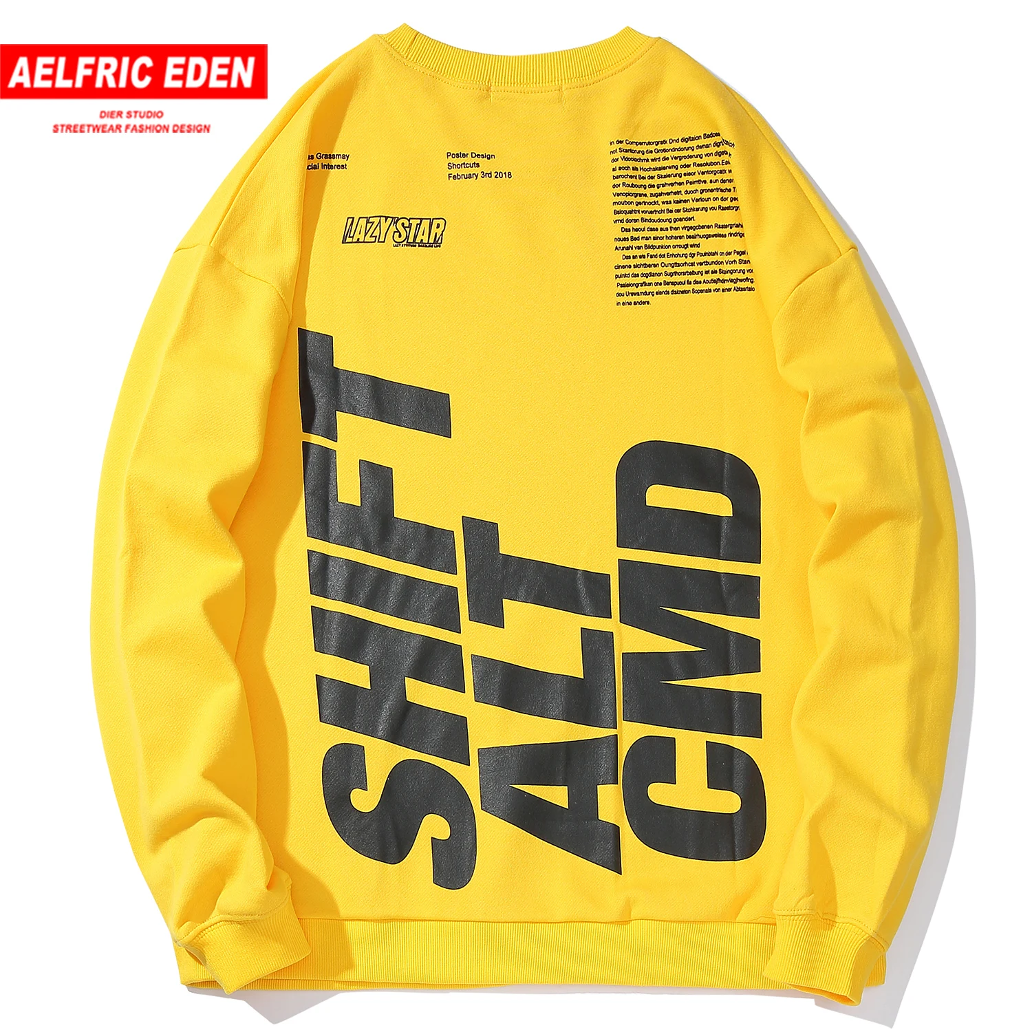 Aelfric Eden мужская толстовка с буквенным принтом 2019 уличная мода пуловер хип хоп