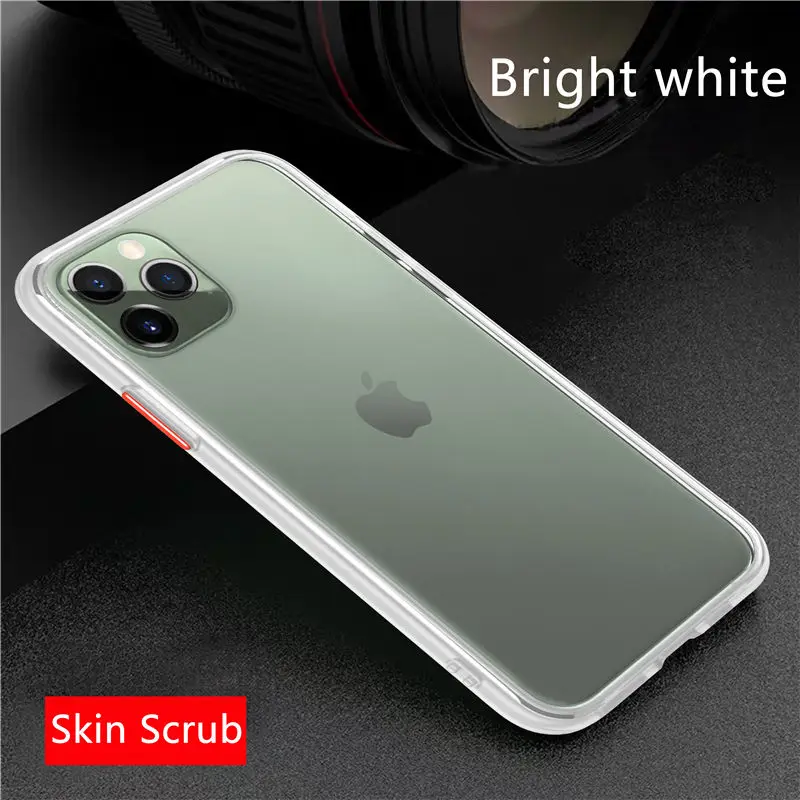 Белый Для iPhone 11 Pro Max 6 6s 7 8 Plus X Xs Max чехол для телефона силиконовый край и твердая задняя крышка прозрачный противоударный скраб корпус - Цвет: Белый