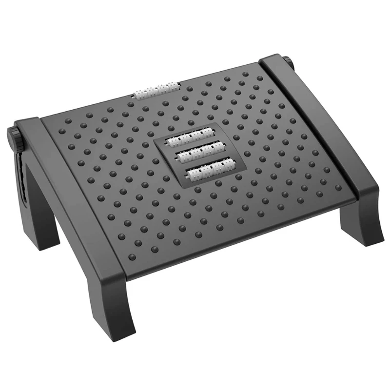 

2021 New Adjustable FootRest Ergonomic Desk Footrest with Massage Function 6 Adjustable Height Footrest Non-Slip Foot Stools