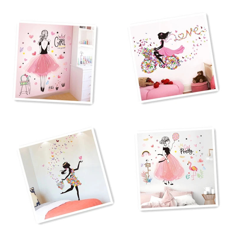

Cartoon Fairy Girl Wall Stickers DIY Butterflies Mural Decals for Kids Room Baby Bedroom Nursery Dormitory Home Decoration
