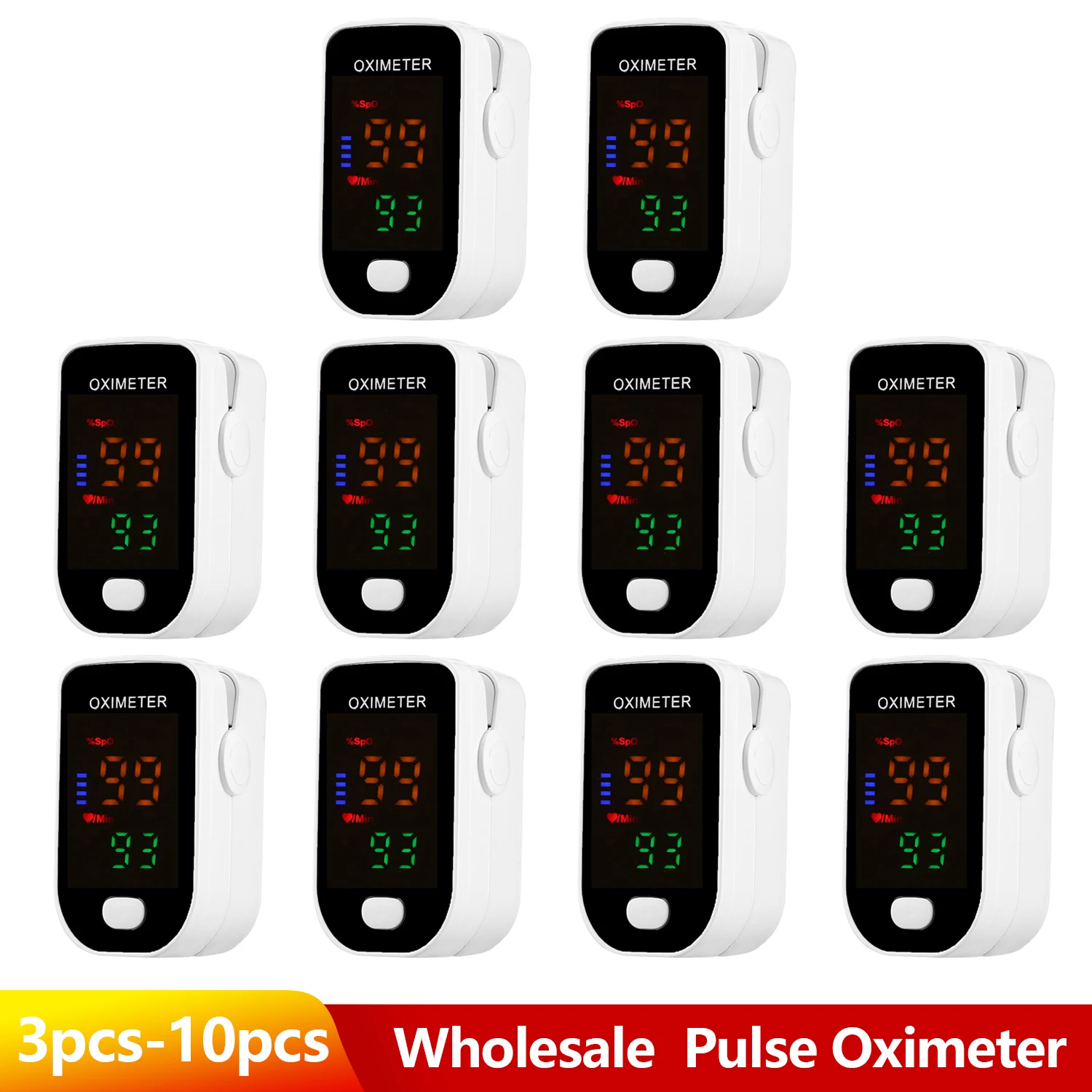 

Пульсоксиметр на кончик пальца, прибор для измерения пульса и уровня кислорода в крови, с OLED-экраном, 10 штук