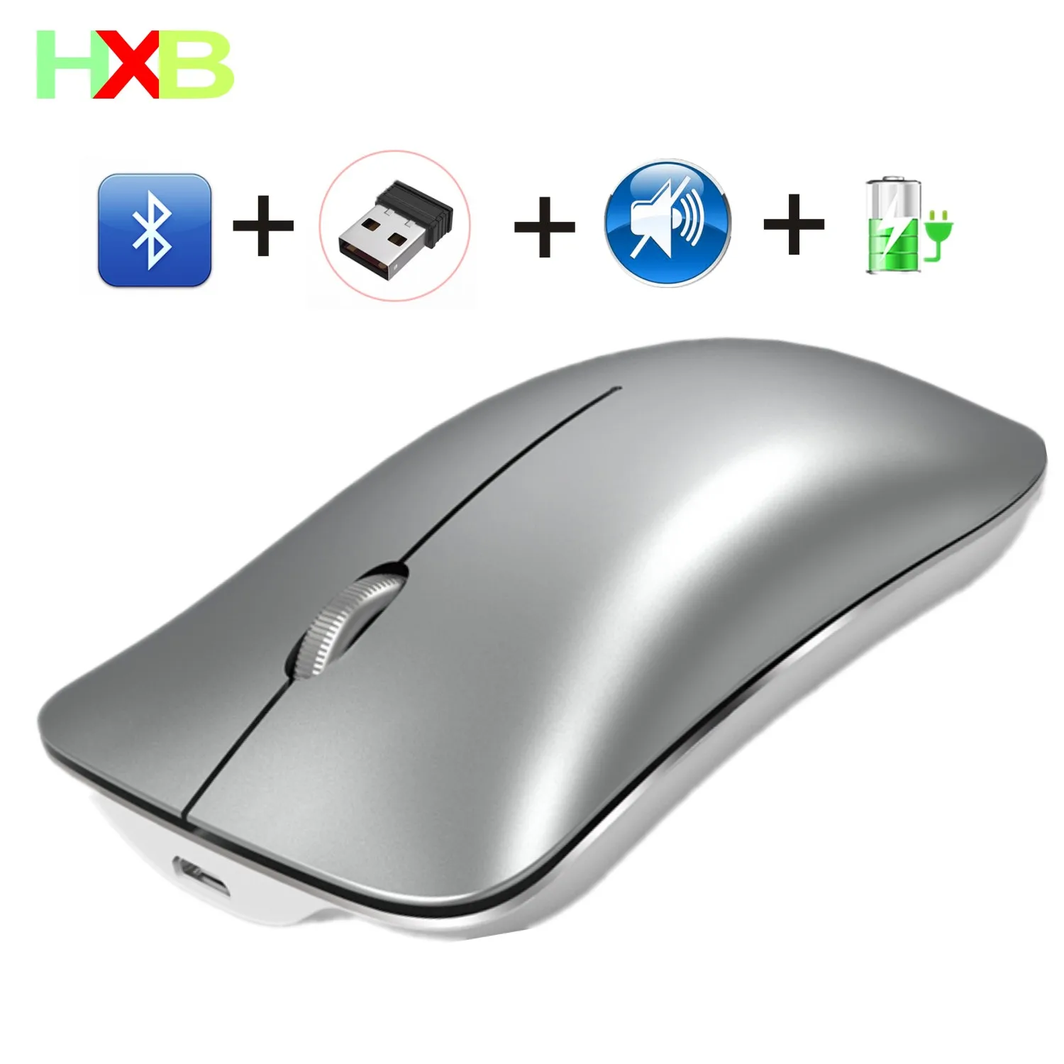 Беспроводная мышь HXB с Bluetooth Вертикальная Эргономичная Бесшумная перезаряжаемая