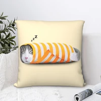 cat in the paper square pillowcase cushion cover cute zip home decorative polyester throw pillow case for room simple 4545cm
