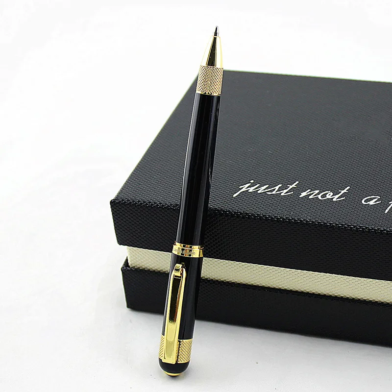 Металлическая шариковая ручка с черным и золотым зажимом деловая офисная