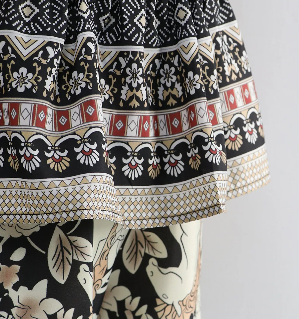 

Soolasea New Summer Beach Deep V-neck Loose 2 Piece Set 2020 Tops And Trousers Casual Streetwear Printed Bohemian Beach Vacation