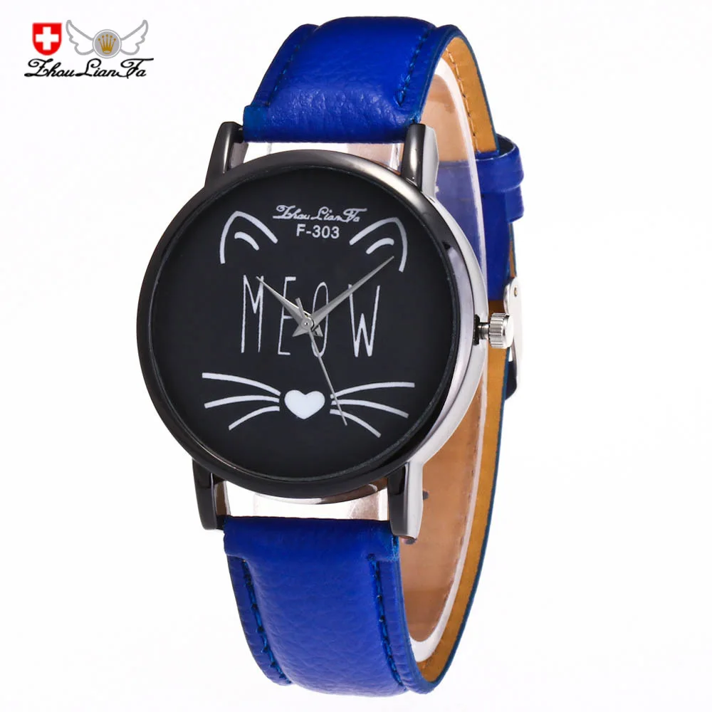 

Fashion Children Quartz Watch Ladies Yellow Leather Strap Creative Cat Pattern Alloy Dial Kids Watches Women Gift Boy Clock Girl