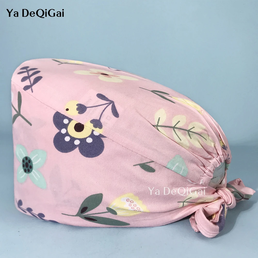 

new Multicolor Breathable Unisex lab caps Fashion Cartoon Printed Pet Grooming Work Caps Adjustable Hygiene Care Cap Custom logo