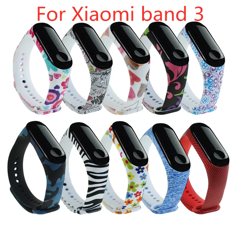 Цветной браслет с принтом ремешок для Xiaomi mi Band 3 спортивный силиконовый браслет для Xiao mi Band 3 сменный аксессуар