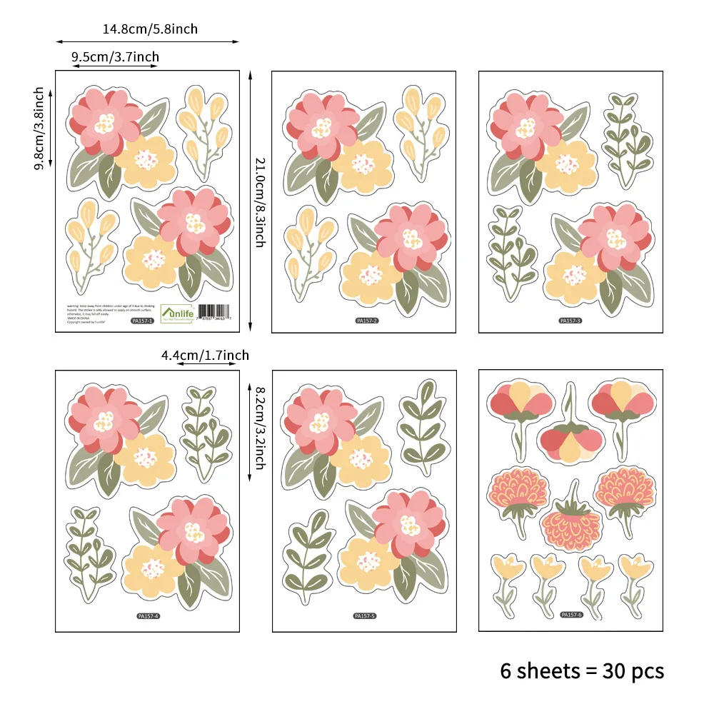 Настенные стикеры Funlife в виде розовых цветов виниловые наклейки на стену для