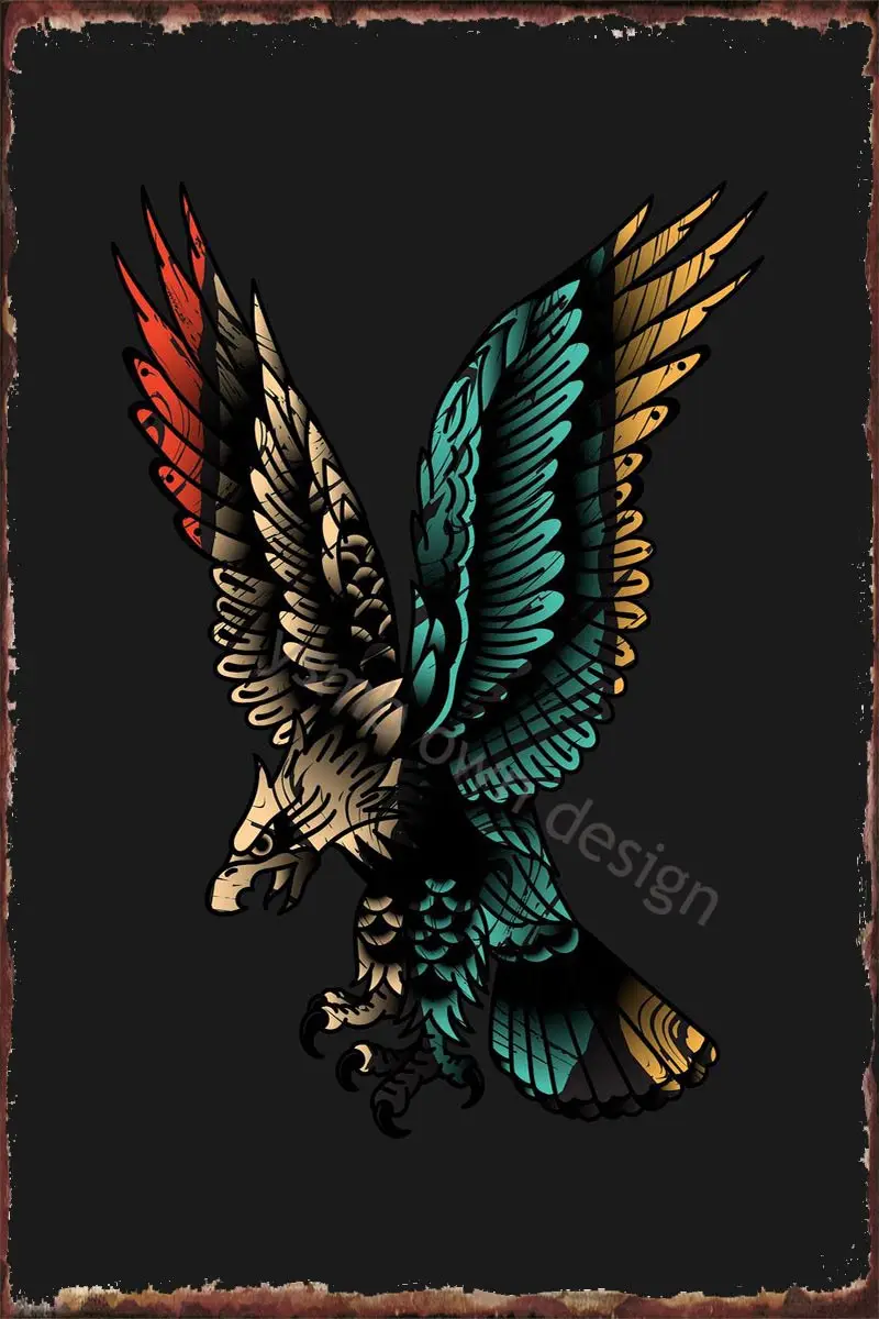 

Декор стен в виде орла, птицы, животных, декор для комнаты, Ретро винтажный металлический знак, жестяные таблички для художественного оформл...