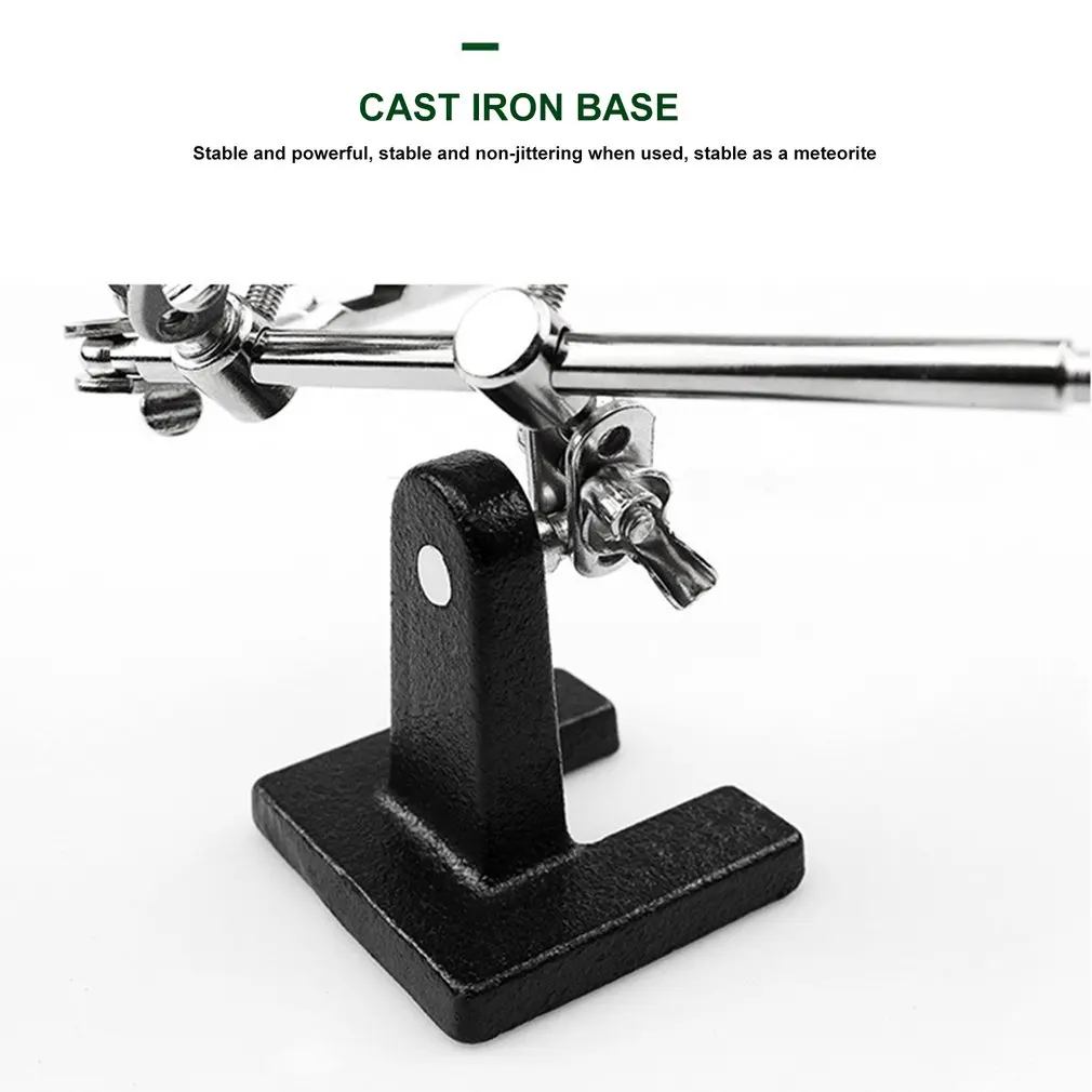 Подставка для паяльника с 5X увеличительным стеклом 2 зажима типа крокодил