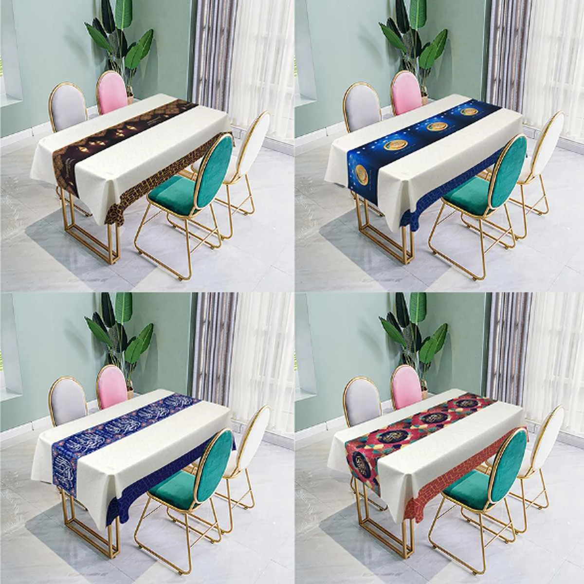 

Tablecloth Muslim Dining Table Cloth Waterproof linen Islamic Eid Mubarak Table Cover Cloth Home Ramadan Kareem Decoration
