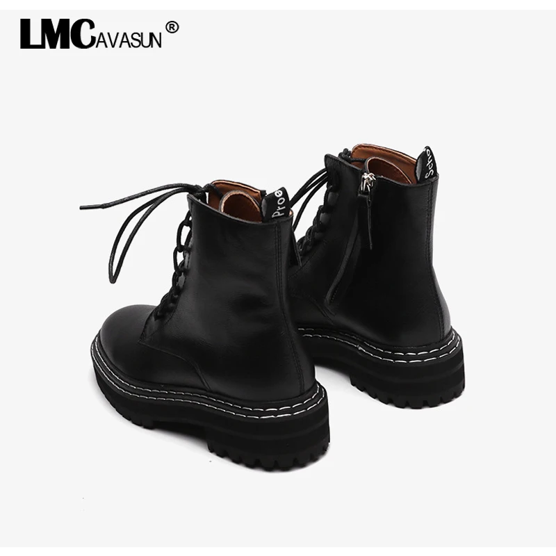 LMCAVASUN/Ботинки martin; зимние ботинки; коллекция года; Модные женские ботинки из мягкой кожи; украшенные тесьмой