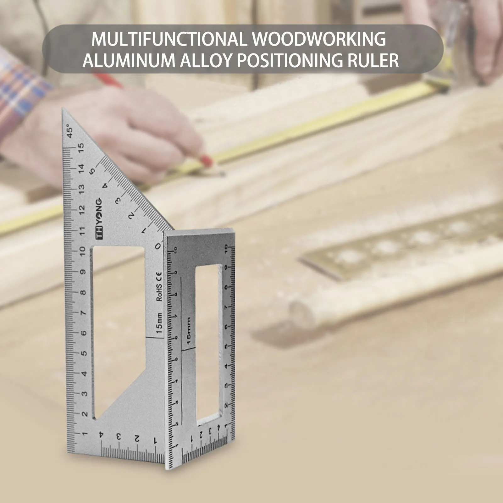 

Квадратный транспортир для деревообработки, линейка из алюминиевого сплава, угловая треугольная линейка, высокоточный макет, измерительны...